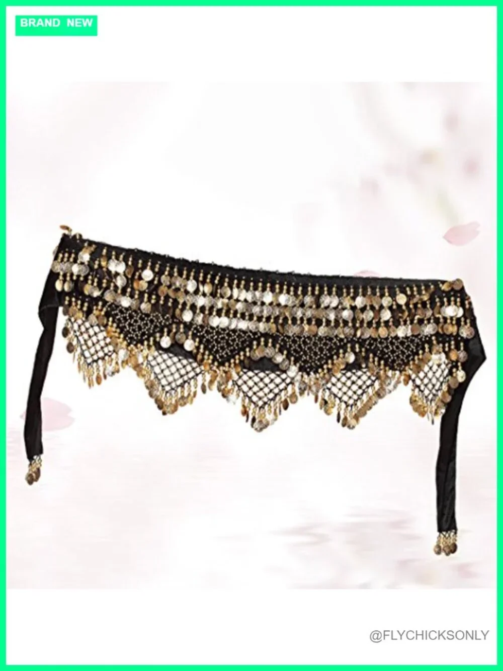 Bellydance Hip Scarf with Gold Coins Wrap Noisy Dance Skirt